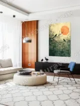 Red Sun Bird & Blossom Canvas Wall Art for Living Room Decor – вид 5