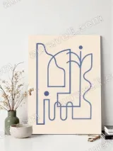 Abstract Geometric Floral Canvas Wall Art for Living Room Decor
