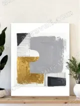 Abstract Geometric Gold Gray Canvas Wall Art for Living Room Bedroom Home Decor