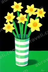 Daffodils in Striped Vase Canvas Wall Art for Living Room Home Decor wall art print