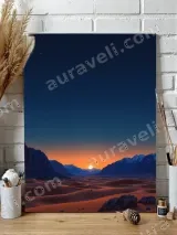 Desert Dunes Sunset Starry Sky Mountain Canvas Wall Art for Home Decor