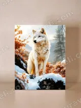 White Wolf Winter Autumn Landscape Canvas Wall Art for Home Decor – view 4