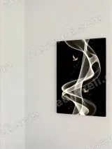 Abstract Swirling Smoke & Golden Birds Canvas Wall Art for Living Room Bedroom Decor – view 2