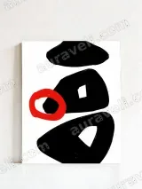 Abstract Geometric Red Circle Canvas Wall Art for Living Room Home Decor