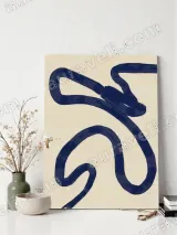 Abstract Blue Snake Canvas Wall Art for Bedroom & Living Room Decor
