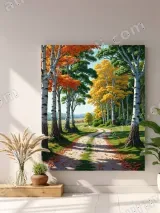Autumn Birch Forest Path Canvas Wall Art for Living Room Decor – view 4
