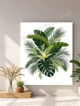 Tropical Monstera & Palm Leaves Canvas Wall Art for Living Room Bedroom Home Decor – view 4