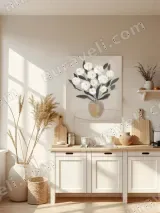 White Floral Vase Canvas Wall Art for Living Room Bedroom Home Decor – view 3