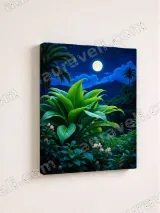 Moonlit Tropical Jungle Canvas Wall Art with Foliage & Palms for Living Room Bedroom Home Decor – вид 4