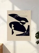Abstract Geometric Black Beige Canvas Wall Art for Living Room Home Decor