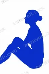 Minimalist Blue Woman Silhouette Canvas Print for Living Room Decor wall art print