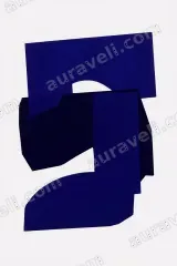 Abstract Navy Blue Geometric Wall Art for Living Room framed modern home decor