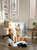 White Wolf Winter Autumn Landscape Canvas Wall Art for Home Decor – view 2