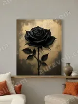 Vintage Black Rose Canvas Wall Art for Living Room Home Decor – view 3