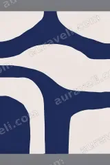 Abstract Navy Blue Curved Canvas Wall Art for Living framed modern home decor