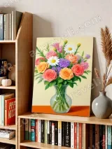 Colorful Floral Bouquet Vase Canvas Wall Art for Living Room Home Decor – view 3