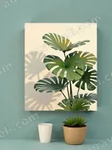 Monstera Leaf Canvas Wall Art for Living & Bedroom Home Decor – view 3
