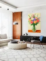 Colorful Floral Bouquet Vase Canvas Wall Art for Living Room Home Decor – view 5
