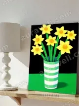 Daffodils in Striped Vase Canvas Wall Art for Living Room Home Decor – view 4
