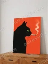 Black Cat Smoking Canvas Wall Art for Living Room Home Decor – вид 4