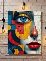 Abstract Geometric Face Canvas Wall Art for Living Room Home Decor
