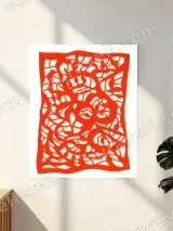 Red Abstract Paper - Cut Canvas Wall Art for Living Room Home Decor
