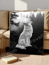 White Wolf Black & White Forest Canvas Wall Art for Home Decor – вид 4