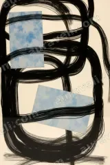 Abstract Cloud Black Brushstrokes Canvas Wall Art for Home and framed modern decor