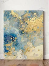 Abstract Blue Gold Swirl Canvas Wall Art for Living Room Decor – view 2