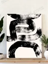 Black White Abstract Brushstroke Canvas Wall Art for Living Room Home Decor – view 4