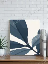 Blue Botanical Leaf Canvas Wall Art for Living Room Home Decor