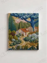 Whimsical Cottage Forest Landscape Canvas Wall Art for Living Room Decor – view 2