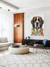 Colorful Abstract St. Bernard Dog Canvas Wall Art for Home Decor – view 5