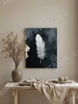 Ethereal White Feather Canvas Wall Art for Living Room Decor – вид 3