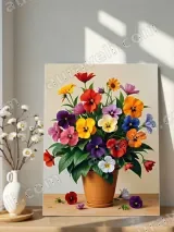 Colorful Pansy Floral Canvas Wall Art for Living Room Bedroom Decor – view 4