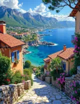 Mediterranean Coastal Village Canvas Wall Art for Living Room Bedroom Decor wall art print