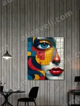 Abstract Geometric Face Canvas Wall Art for Living Room Home Decor – вид 3