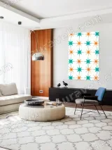 Teal & Orange Geometric Star Canvas Wall Art for Living Room Home Decor – view 5