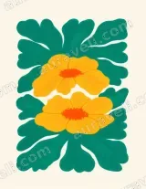Yellow Floral Canvas Wall Art for Living Room Bedroom framed modern home decor