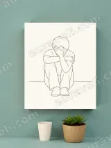 Minimalist Sad Figure Line Art Canvas Wall Art for Home Decor – view 4