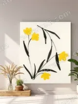 Minimalist Yellow Floral Canvas Wall Art for Home Decor – view 3