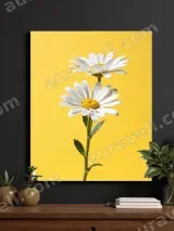 White Daisy Floral Canvas Wall Art for Living Room Bedroom Home Decor