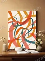 Abstract Colorful Curves Canvas Wall Art for Living & Bedroom Decor – view 2