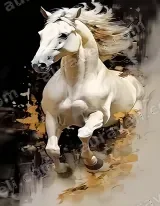 White Horse Running Abstract Canvas Wall Art for Living Room Decor wall art print