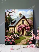 Cottage Rose Garden Canvas Wall Art for Living Room Bedroom Home Decor – вид 2