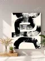 Abstract Black Brushstroke Canvas Wall Art for Living Room Bedroom Decor – view 4
