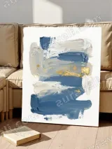 Abstract Blue Gold Textured Canvas Wall Art for Living & Bedroom Home Decor – вид 4