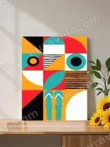Abstract Geometric Summer Canvas Wall Art for Living Room Decor