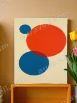Minimalist Red Blue Circle Canvas Wall Art for Living Room Home Decor – view 2
