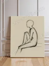 Minimalist Seated Figure Sketch Canvas Wall Art for Home Decor